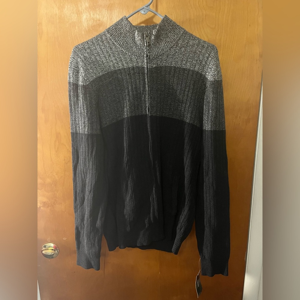 Alfani Black and Gray Zip Up Sweater